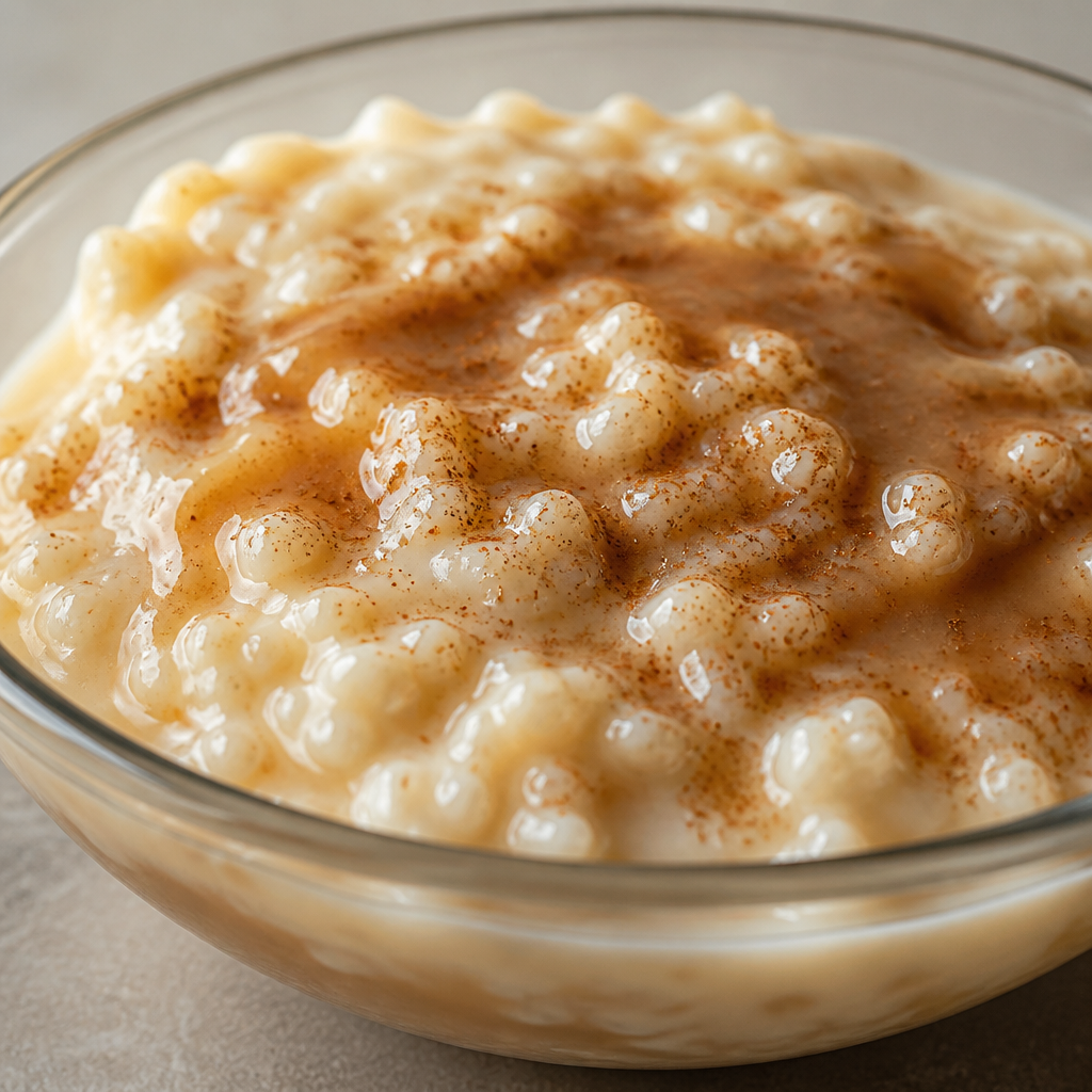 Arroz con leche argentino cremoso con canela y dulce de leche