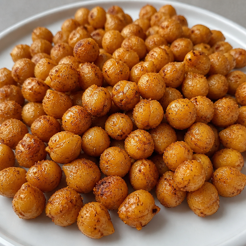 Garbanzos crocantes dorados en una fuente para picar