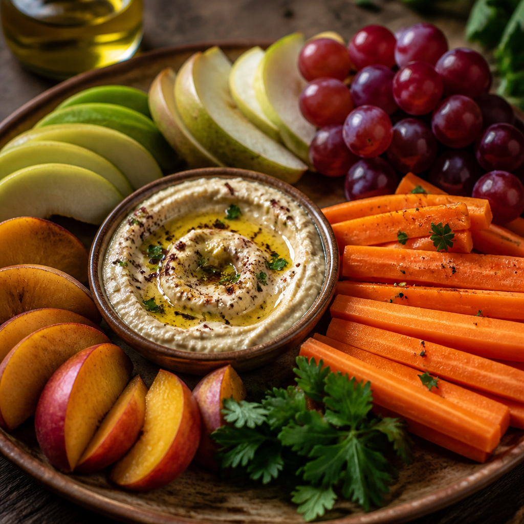 Photo of Merienda Con Hummus, Zanahoria Y Frutas