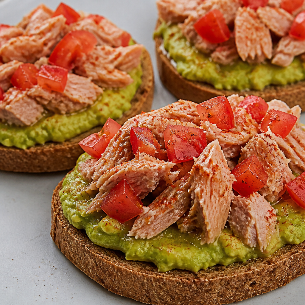 Tostaditas crocantes con caballa, palta y tomate