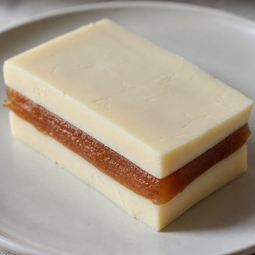 Porciones de queso y dulce de membrillo estilo vigilante argentino