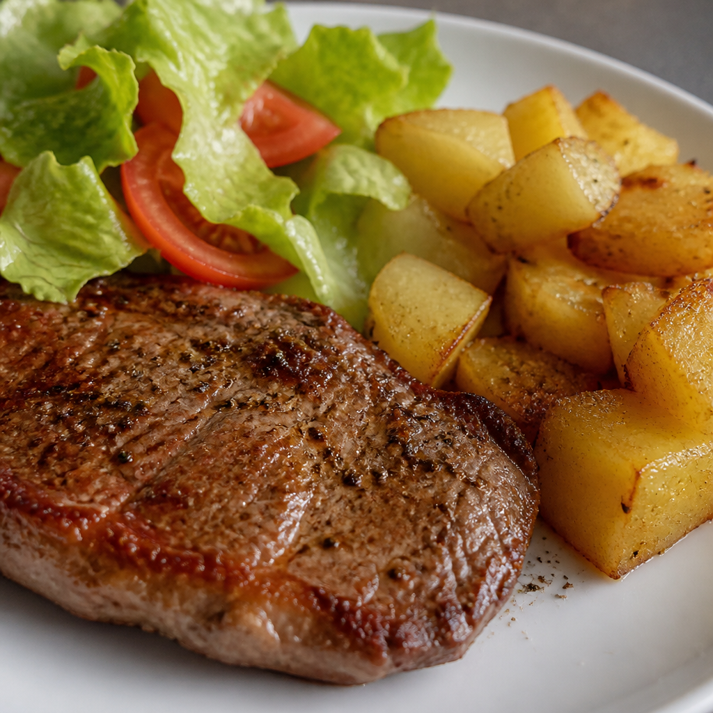 Photo of Bifes De Lomo Con Ensalada Y Papas